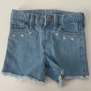 Old Navy Toddler Girl Blue Denim Shorts with Floral Embroidery